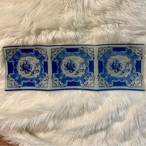 Prima Design Blue and‎ White 3 Section Relish Snack Serving Glass Tray